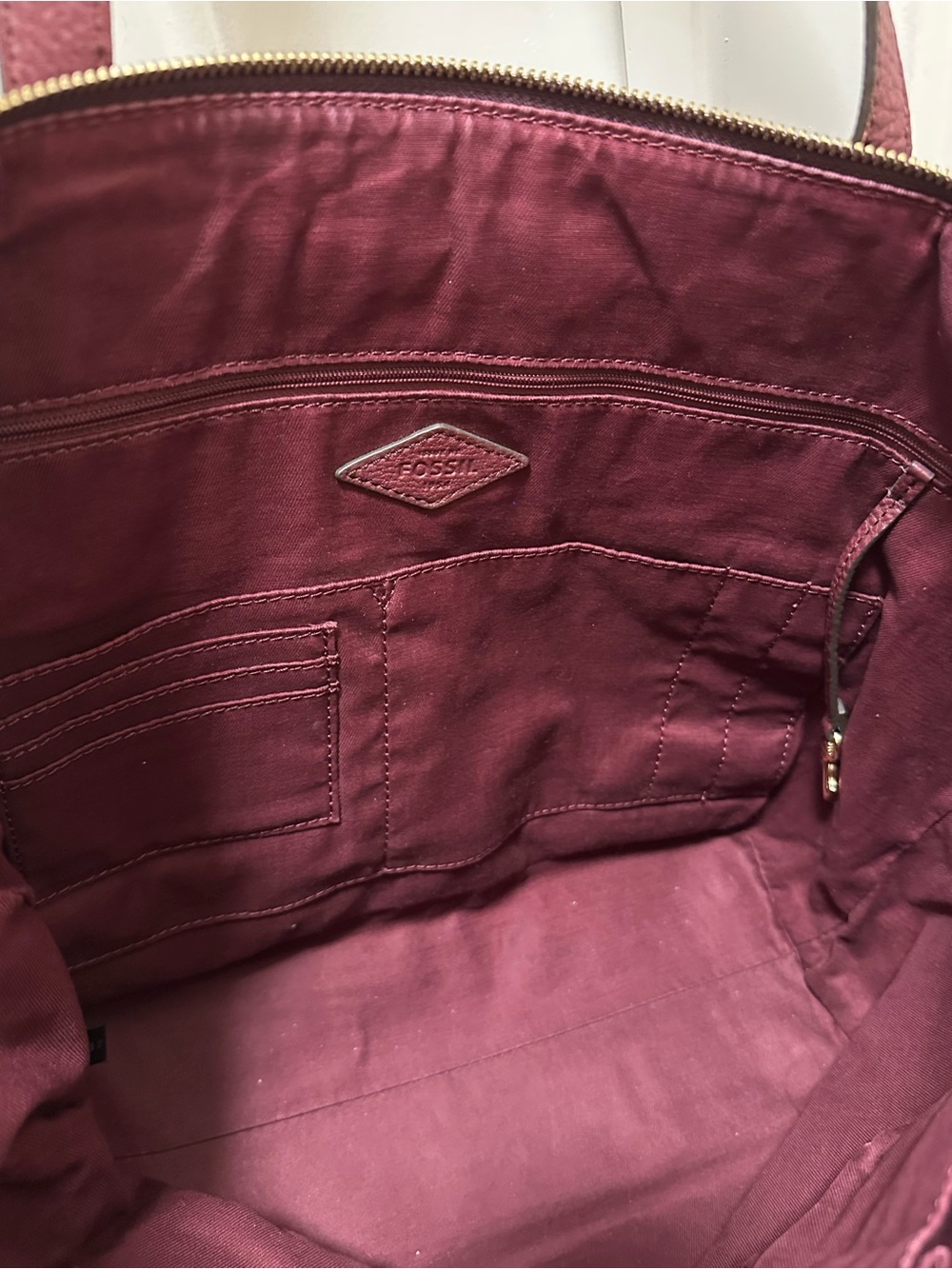 Fossil Sydney Burgundy Pebbled Leather Tote - Picture 7 of 8
